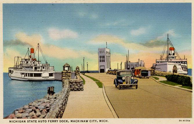 Jans Restaurant - Old Post Card Rendering Of Ferry Dock